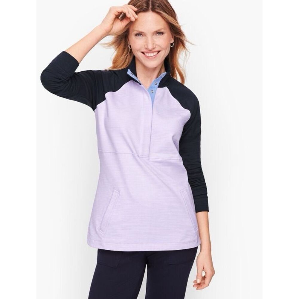 Talbots Slub Terry Pullover Sweatshirt Colorblock Raglan UPF‎ Stretch Gym Large